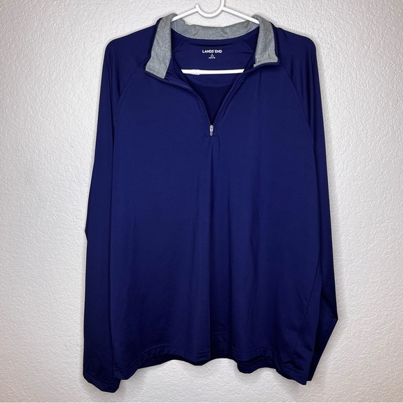 Lands' End Navy Blue Quarter-Zip Pullover Thin Material Size Large 42-44 - Picture 1 of 14